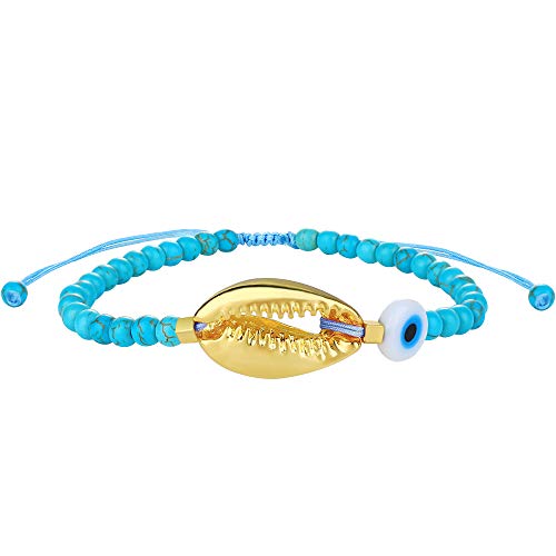 KELITCH Türkis-Achat-Wrap-Armbänder Muschelgold-Armbänder Verstellbare Armbänder Freundschafts-Charm-Armbänder von KELITCH