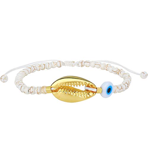 KELITCH Türkis-Achat-Wrap-Armbänder Muschelgold-Armbänder Verstellbare Armbänder Freundschafts-Charm-Armbänder von KELITCH