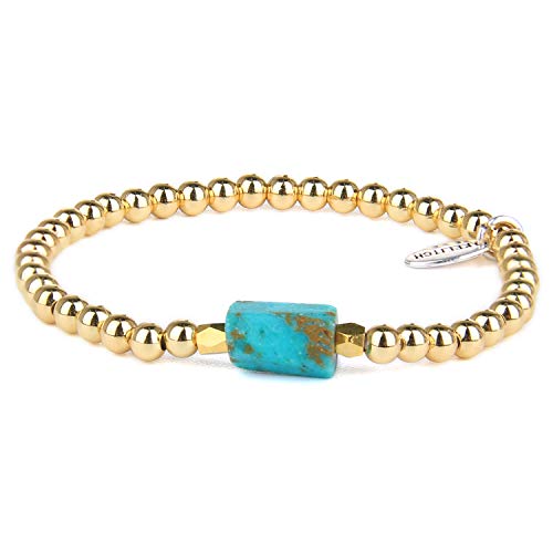 KELITCH Türkis Perlen Charm Armbänder Gold Perlen Stretch Armbänder Edelstein Armbänder von KELITCH