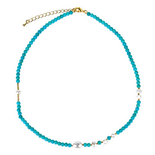 KELITCH Türkis Perlen Strang Halskette Shell Perlen Choker Halsketten Damen Charm Halsketten von KELITCH