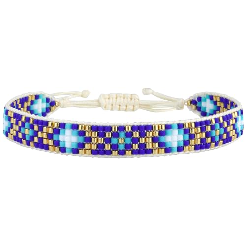 KELITCH Wachs Seil Wickeln Armbänder Diy Handgefertigt Multi-Muster Perle Wulstig Neu Freundschaft Armbänder Frau/Mädchen Geschenk (Blau 3I) von KELITCH