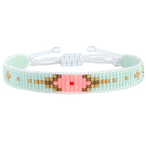 KELITCH Wachs Seil Wrap Armbänder Diy Handmade Multi-Muster Perle Perlen Neue Freundschaft Armbänder Frauen/Mädchen Geschenk (Hellgrün 03F) von KELITCH