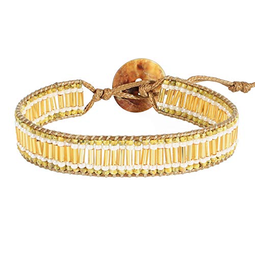 KELITCH Wickelarmbänder Stapelbare Samenperlenarmbänder Damen Strand Armbänder Neuer Armreifschmuck im Boho-Stil (Gold) von KELITCH