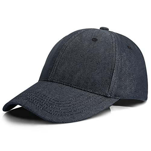 KELOYI Cap Herren Schwarz Denim Vintage Damen Basecap Baumwoll Männer Verstellbar Baseball Kappe Retro Running Polo Atmungsaktiv Cappy Sport Kappies Jeans von KELOYI