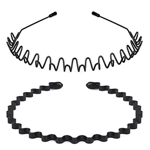 Herren-Haarband, Sport-Haarbänder für Herren, rutschfestes, modisches Stirnband für langes Haar, Metall-Haarband für Herren, Haarreifen für Outdoor-Sport, tägliches Tragen (2 Stück) von KELUBATU