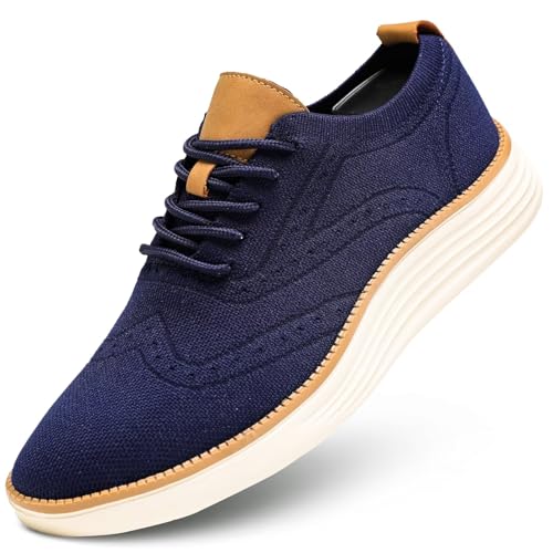 Herren-Oxford-Schuhe, lässig, Business, atmungsaktiv, klassisch, modisch, leicht, bequem, Walking-Arbeitsschuhe, Blau, 43 EU von KELUOE