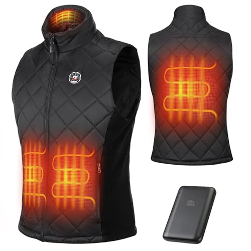 KEMIMOTO Beheizbare Weste Damen mit APP Funktion, Beheizte Weste mit 10000 mAh Akku, Heizweste mit 3 Heizstufen, Wärmeweste mit 4 Heizzonen für Outdoor, Motorrad, Wandern, Camping von KEMIMOTO