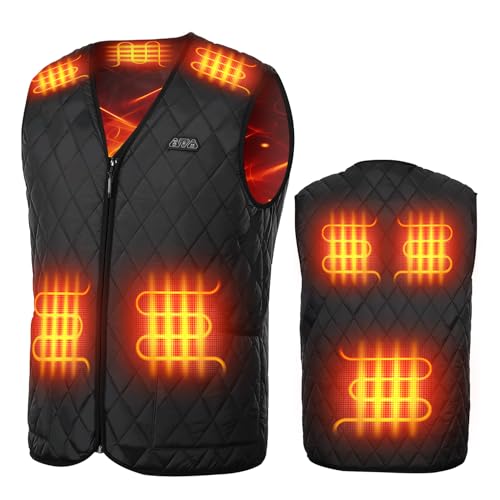 KEMIMOTO Beheizbare Weste Herren, Beheizte Weste mit 8 Heizzonen, 3 Einstellbare Wärmestufe, Eletriksche Heizweste USB für Skifahren, Angeln, Motorrad, Camping, Outdoor Ativitäten von KEMIMOTO