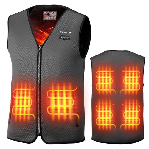 KEMIMOTO Beheizbare Weste Herren, Beheizte Weste mit 8 Heizzonen, 3 Einstellbare Wärmestufe, USB Eletriksche Heizweste für Skifahren, Angeln, Motorrad, Camping, Outdoor Ativitäten von KEMIMOTO