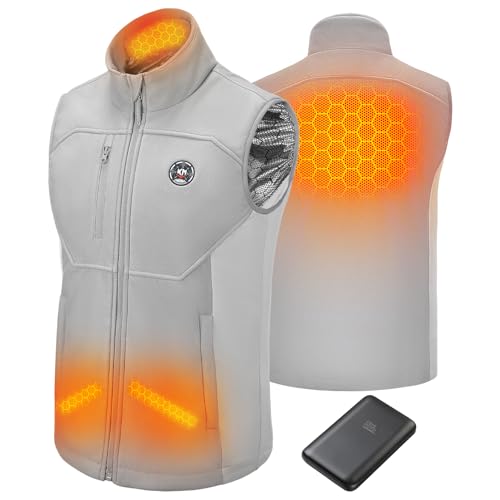 KEMIMOTO Beheizbare Weste Herren Damen, Beheizte Weste mit Handwärmfunktion, 5 Heizzone, Heizweste mit USB -10000mAh Akku für Ski Fahren, Angeln, Motorrad, Outdoor von KEMIMOTO