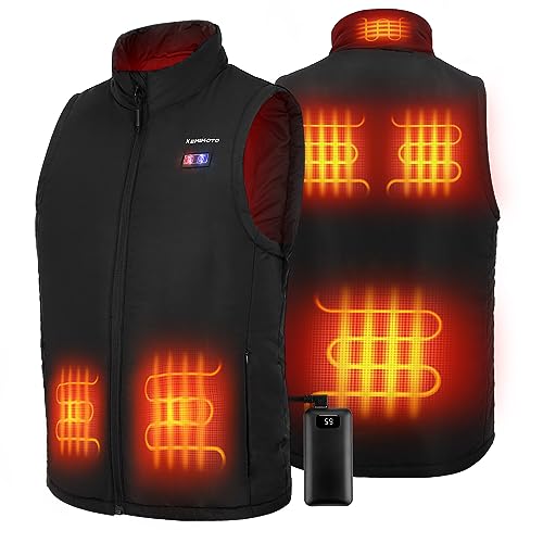 KEMIMOTO Beheizbare Weste für Herren Damen, Beheizte Weste mit 9600mAh Akku, 6 Heizzonen und Überhitzungsschutz, Heizweste mit USB, Ideal für Motorradfahren, Wandern, Camping, Skifahren, Angeln von KEMIMOTO