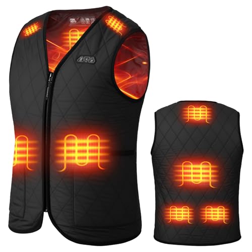 KEMIMOTO Beheizbare weste Frauen, Beheizte Weste mit 8 Heizzonen, 3 einstellbare Wärmestufe mit 10000 mah Akku, USB Eletriksche Heizweste für Skifahren, Angeln, Motorrad, Outdoor Ativitäten von KEMIMOTO