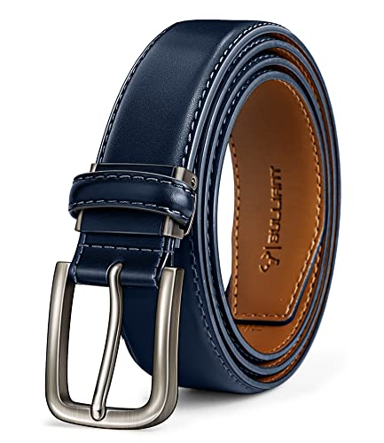 KEMISANT Gürtel Herren, Ledergürtel Herren-gürtel für Jeans,35mm Breit Gürtel,Größe Angepasst(Navy Blau-138cm/48-50" taille verstellbar) von KEMISANT