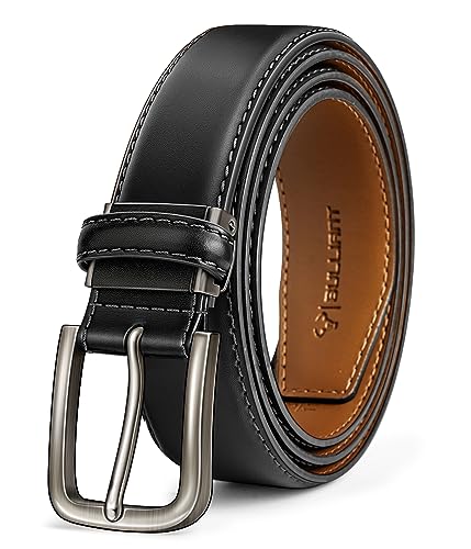 KEMISANT Gürtel Herren, Ledergürtel Herren-gürtel für Jeans,35mm Breit Gürtel,Größe Angepasst(Schwarz-105cm/32-34" taille verstellbar) von KEMISANT