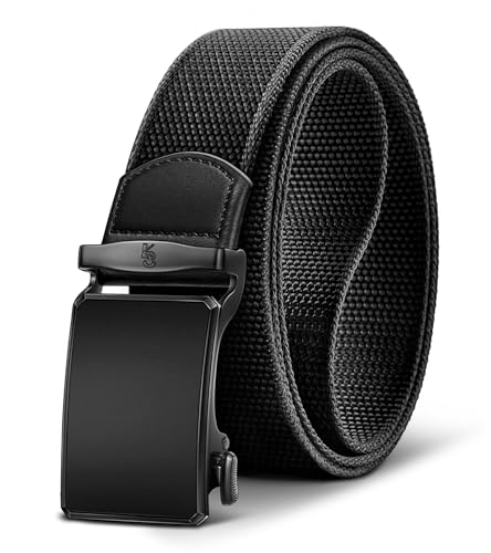 KEMISANT Gürtel Herren, Ratsche Web Gürtel Dehnbarkeit für Herren Golf Arbeit Wandern Jeans Casual Hose 3,8 cm Grenzenlose Einstellung(Schwarz,125cm/38-42" taille verstellbar) von KEMISANT