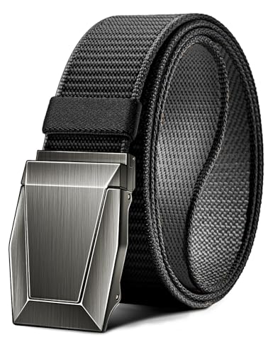 KEMISANT Taktischer Gürtel, Gürtel Herren Arbeitsgürtel Militär Wandern 3,8cm,Schnellverschluss Metallschnalle(Schwarz/Dunkelgrau,145cm/46-50" taille verstellbar) von KEMISANT