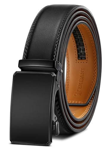 KEMISANT Gürtel Herren Gürtel Rachet Ledergürtel Verstellbar Golfgürtel Dress Gürtel Casual Jeansgürtel 35mm-Breite für Perfekte Passform(Schwarz,105cm/28-34" taille verstellbar) von KEMISANT