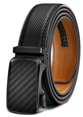KEMISANT Gürtel Herren, Automatik Ledergürtel Herren Ratsche für Business Anzug,35mm Gürtel ohne Löcher,Größe Angepasst(Schwarz,105cm/28-34" taille verstellbar) von KEMISANT