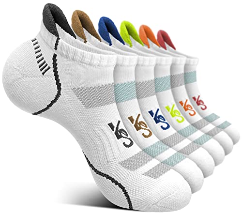 KEMISANT Sneaker Socken 6 Paar, Socken Damen Sportsocken Laufsocken Kurzesocken Atmungsaktive,Füßlinge Fersenlasche Vollkissen(6Paare-Weiß 6 Farben Gemischt3133-35-38) von KEMISANT