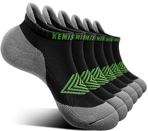 KEMISANT Socken Damen 6 Paar, Sneaker Socken Sportsocken Laufsocken Kurzesocken Atmungsaktive,Füßlinge Fersenlasche Vollkissen(6Paare-Schwarz/Apfelgrün3322-39-42) von KEMISANT