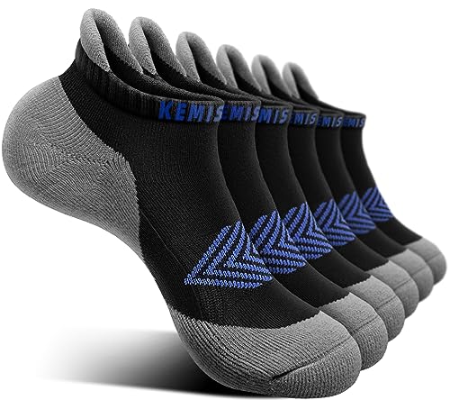 KEMISANT Socken Damen 6 Paar, Sneaker Socken Sportsocken Laufsocken Kurzesocken Atmungsaktive,Füßlinge Fersenlasche Vollkissen(6Paare-Schwarz/Nebelblau3321-43-46) von KEMISANT