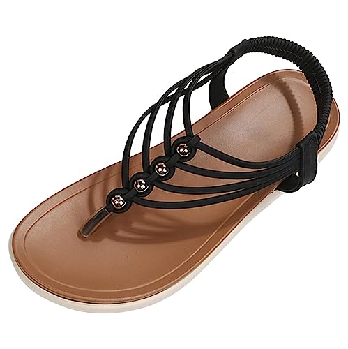 KEMKEY Damen Sandalen Flip Flops mit Absatz Sommer Bequeme elegante Sandalen Strandschuhe Freizeit Flache Sandalen,C,39 EU von KEMKEY