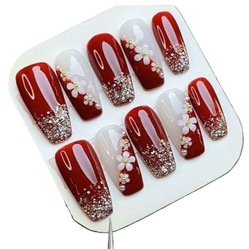 KEMKEY Nagel, tragen Nagel rot Nagel Patch Nagel Aufkleber kurz mittel lang(XS) von KEMKEY