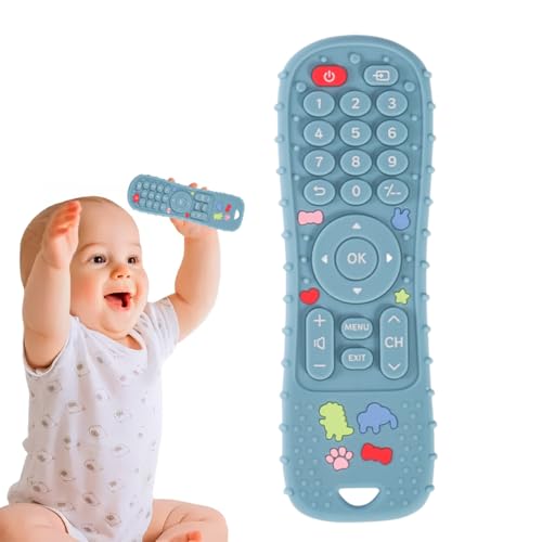 KEMUZ 1 Stück Baby Fernbedienung Spielzeug, Fernbedienung Baby Beißring mit weicher Silikon Zahnungshilfe für Säuglinge zwischen 3 und 12 Monaten, Einfaches Reinigungsdesign für tägliche Babypflege von KEMUZ