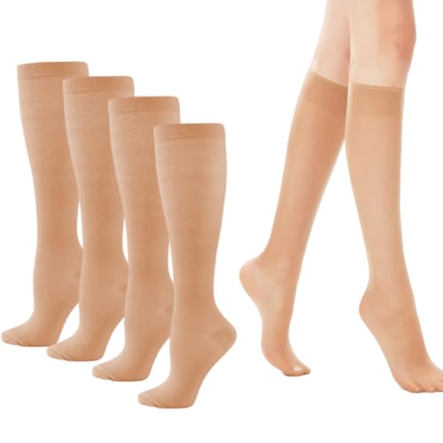 KEMUZ 2 Paar Kniestrümpfe Damen Nylonstrümpfe 40 Den Kompression Pop Socken,Stützkniestrümpfe Damen,Kompressionsstrümpfe Damen Sommer(Transparent, Hautfarben) von KEMUZ