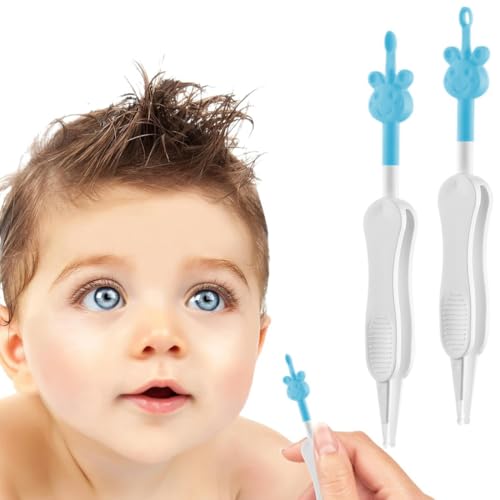 KEMUZ 2 Stück Baby Nasenreiniger,3-In-1 Alternative Zum Nasensauger Oder Nasenbirne,Kinder-Schmutzreiniger,Sanftes Und Sicheres Material von KEMUZ