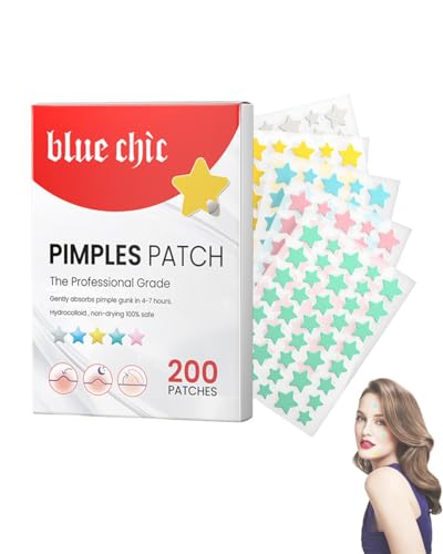 KEMUZ 200 Stück Pimple Patch, Bunte Pickel Patch, Hydrokolloid Pflaster mit Teebaumöl Salicylsäure Hydrokolloid Pflaster, Tag und Nacht Verwenden Wasserdicht Atmungsaktiv Acne Patches(Star) von KEMUZ