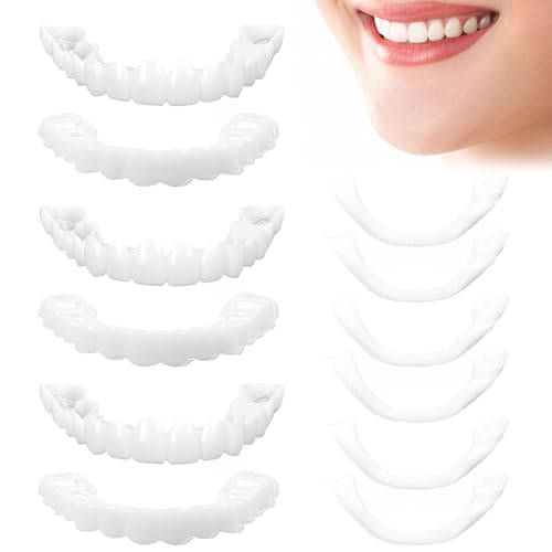 KEMUZ 3 Paare Zähne Zum Aufstecken, Zahnersatz Zum Aufstecken, Veneers Zähne Zum Aufstecken，Comfort Instant Cosmetic Veneers Teeth Top And Bottom Für Men And Women von KEMUZ