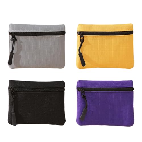 KEMUZ 4 Stück Portemonnaie Damen Klein Geldbörse Damen, Praktische Tragbare Münzgeldbörse mit Reißverschluss aus Robustem Oxford-Stoff, Leicht und Handlich für Alltägliche Nutzung von KEMUZ