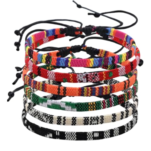 KEMUZ 6 Stück Fußkettchen Bunte Geflochtene Seil, Surfer Fußband Damen Und Herren Bunt, Wasserfester Stoff, Fussband Größenverstellbar, Boho Ethno Fussbänder,Fussketten Für Frauen Boho von KEMUZ