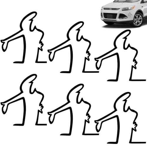 KEMUZ 6 Stück Reflektierende Autoaufkleber,La Linea Aufkleber“La Linea“ Angry Man Kratzaufkleber(8,4 X 8,1 Cm),Auto Aufkleber,Zum Aufkleben Neben Einem Lackkratzer(Schwarz) von KEMUZ