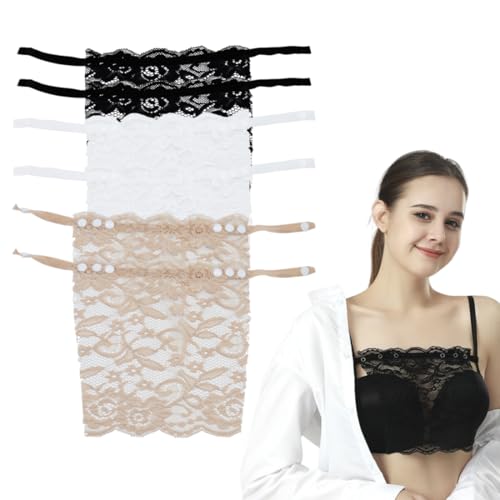 KEMUZ 6 Stück bandeau top damen mit dekollete einsatz Spitze Modesty Panels für niedrige Dekolletés praktisches Cover Up perfekt für Tank Tops, Kleider, Büro und Damen von KEMUZ