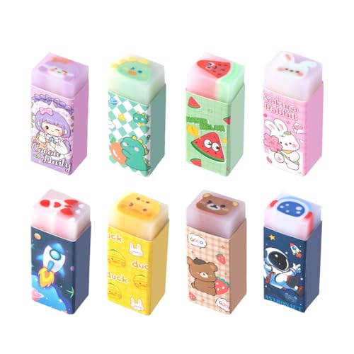 KEMUZ 8 Stück Schneidbar Radiergummi Kinder Set,Radiergummi Mit Duft,Kinder Radierer Weich Radiere,2B Lustig Radierer Für Kinder,Schule Und Zeichnen,Eraser von KEMUZ