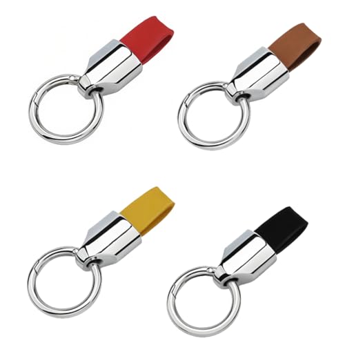 KEMUZ Autoschlüsselanhänger 4er Set – Premium Lederschlüsselband mit Metallclip, Robust & Elegant für Männer & Frauen (Auto, Motorrad, Büro)​ von KEMUZ