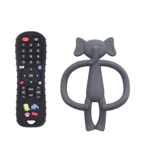 KEMUZ Baby Fernbedienung Spielzeug Fernbedienung Baby 2er Set, Sanfte Silikon Beißring Zahnungshilfe zur Schmerzlinderung, Zahnung Spielzeug für Säuglinge und Kleinkinder beim Zahnen von KEMUZ