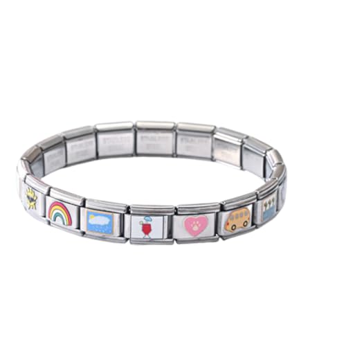 KEMUZ Italian Charm Bracelet, Italienische Charms Armband Mit Regenbogen Design, Elastisches Freundschaftsarmband Für Reiseliebhaber, Personalisierbarer Schmuck Für Frauen & Mädchen von KEMUZ