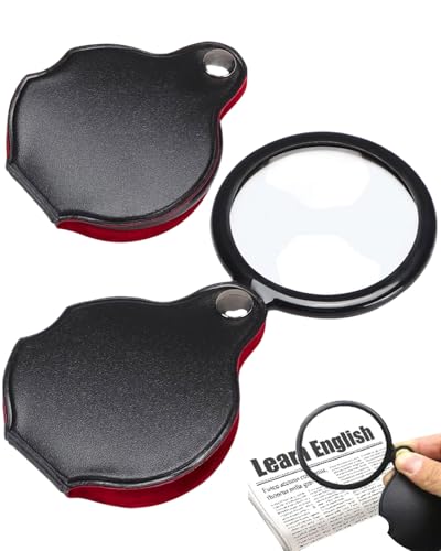 KEMUZ Mini Lupe 8-fache Taschenlupe Faltbare Leselupe Tragbare Lupen Vergrößerungsglas Anwenden Klein Lupe für Lesen Bücher Zeitungen Landkarten Schmuck Reparieren Basteln von KEMUZ
