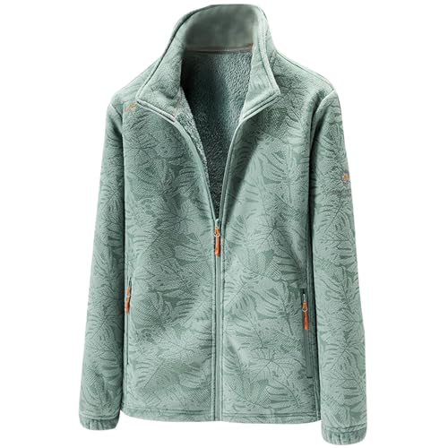 KENAIJING Damen Jacke, Polar Fleece Leichte Langarm Bomberjacke Outdoor Sportjacke Zip Up Damenjacken (Grün, M) von KENAIJING