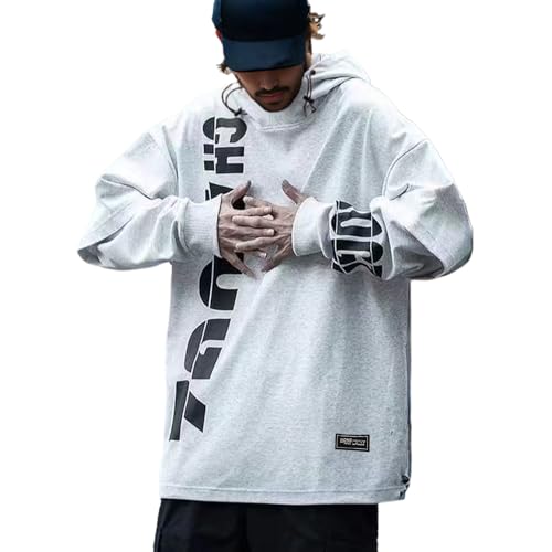 KENAIJING Herren Hoodie, Basic Sweatshirt Techwear Japanischer Harajuku Streetstyle Herbst und Winter(Grau A, M) von KENAIJING