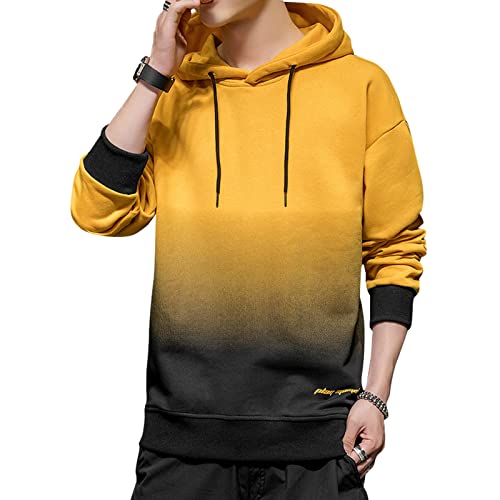 KENAIJING Herren Hoodie, Herren Sweatjacke Hoody Japanischer Langarm Kapuzenpullover Harajuku Hoodie (M, Gelb) von KENAIJING