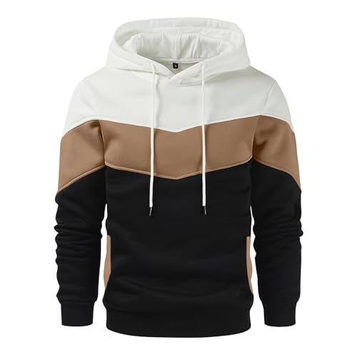 KENAIJING Herren Hoodie, Herren Sweatshirt Jacken Unisex Pullover Long Sleeve Kapuzenpullover, Schwarz weiß, L von KENAIJING