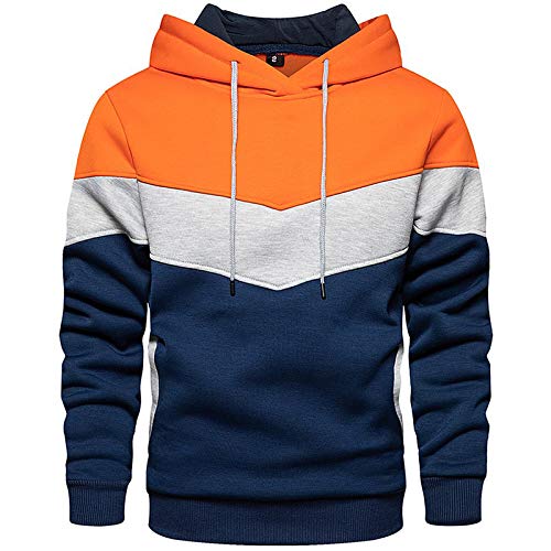 KENAIJING Herren Hoodie, Herren Sweatshirt Jacken Unisex Pullover Long Sleeve Kapuzenpullover.(Orange, XL) von KENAIJING