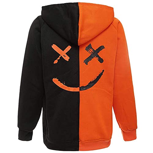 KENAIJING Herren Hoodie, Outdoors Full-Zip Jacke Kapuzenpullover Sweatshirt (Orange schwarz, 5XL) von KENAIJING