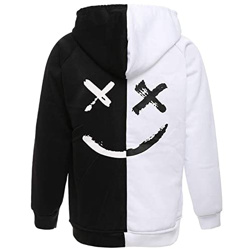 KENAIJING Herren Hoodie, Outdoors Full-Zip Jacke Kapuzenpullover Sweatshirt (Schwarz Weiß 1, 5XL) von KENAIJING