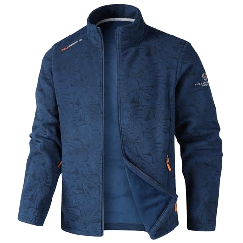 KENAIJING Herren Jacke, Unisex Polar Fleece Leichte Langarm Bomberjacke Outdoor Sportjacke Zip Up Herrenjacke（Blau, XXL） von KENAIJING