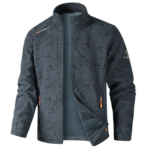 KENAIJING Herren Jacke, Unisex Polar Fleece Leichte Langarm Bomberjacke Outdoor Sportjacke Zip Up Herrenjacke（Grau, M） von KENAIJING
